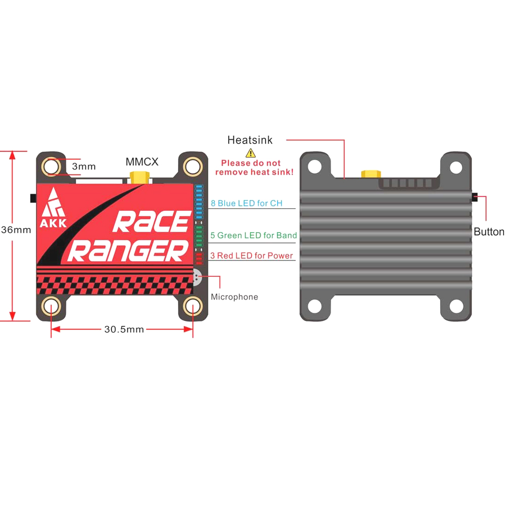 AKK 5.8G Long Range VTX FPV Tr – обзор и цена Drone Racing Transmitter