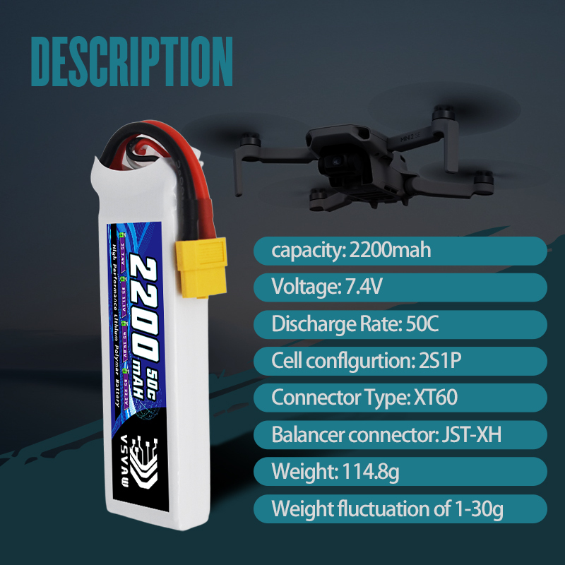 VSVAW 7.4V 2200mah 2S Drone Li – обзор и цена Drone Racing Battery