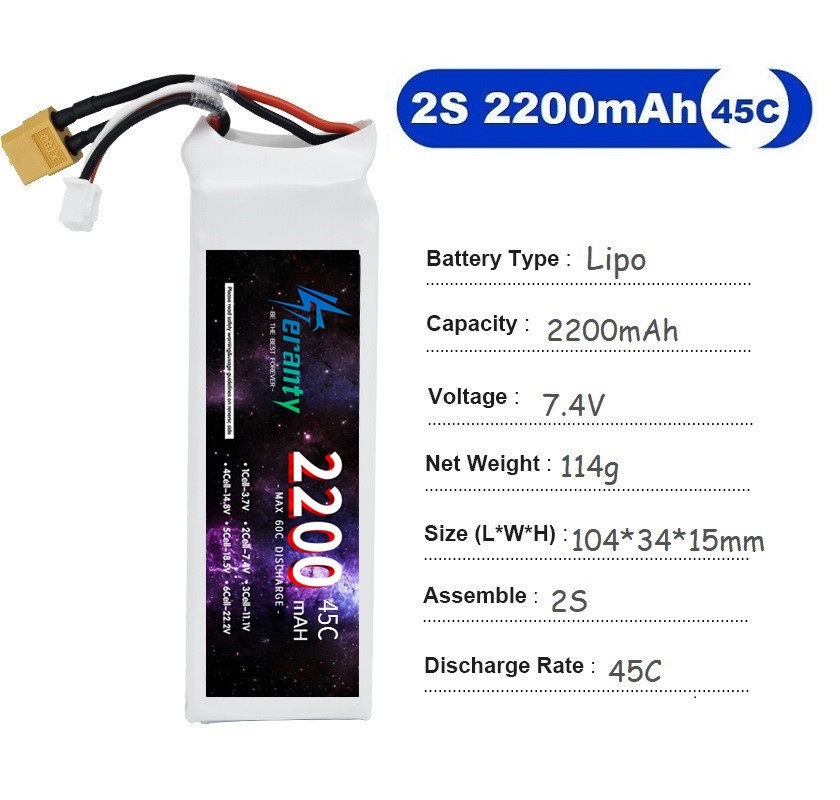 2PCS 7.4V Lipo 2S Battery 1500 – обзор и цена Drone Racing Battery