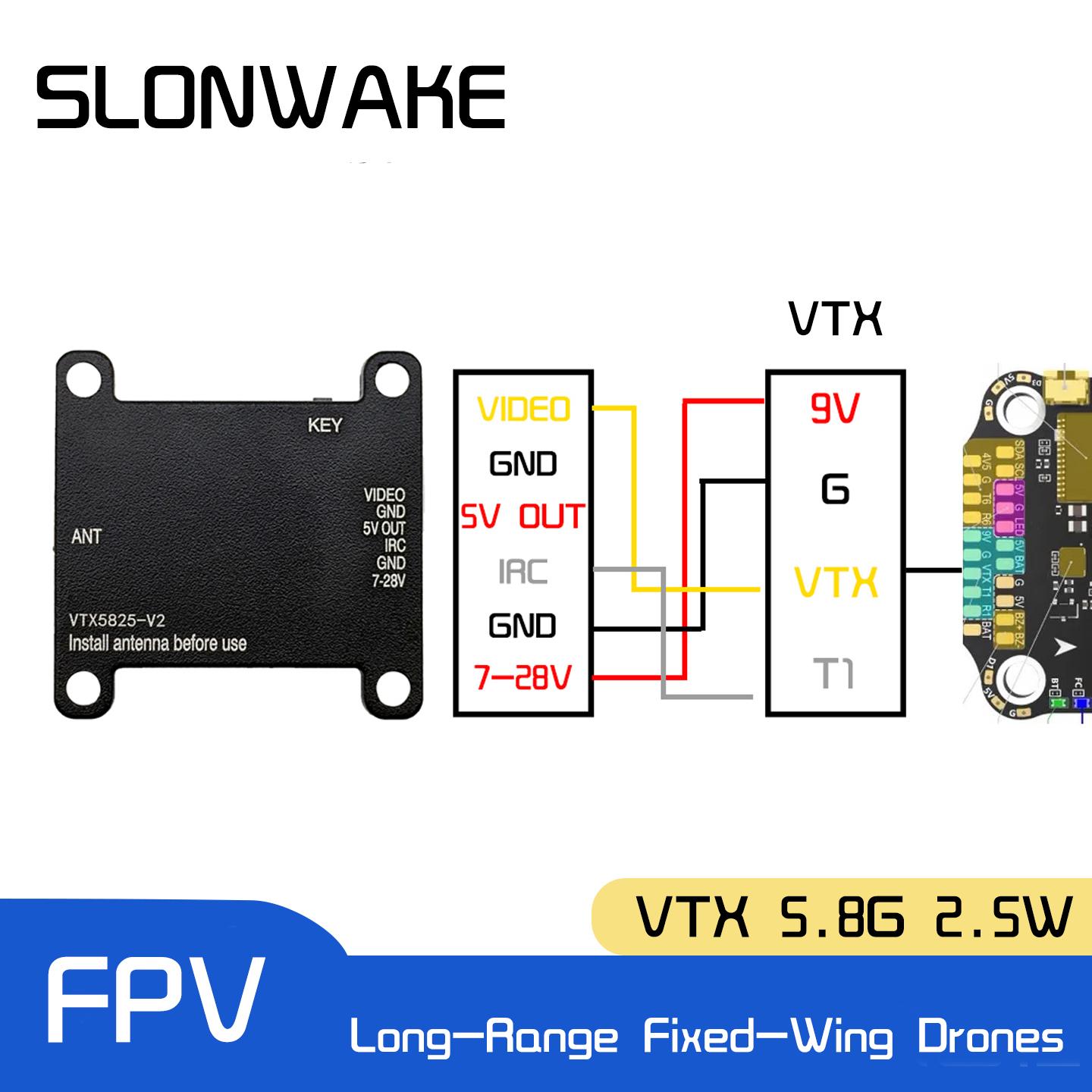 SLONWAKE 5.8G 48CH FPV Transmi – обзор и цена Drone Racing Frame