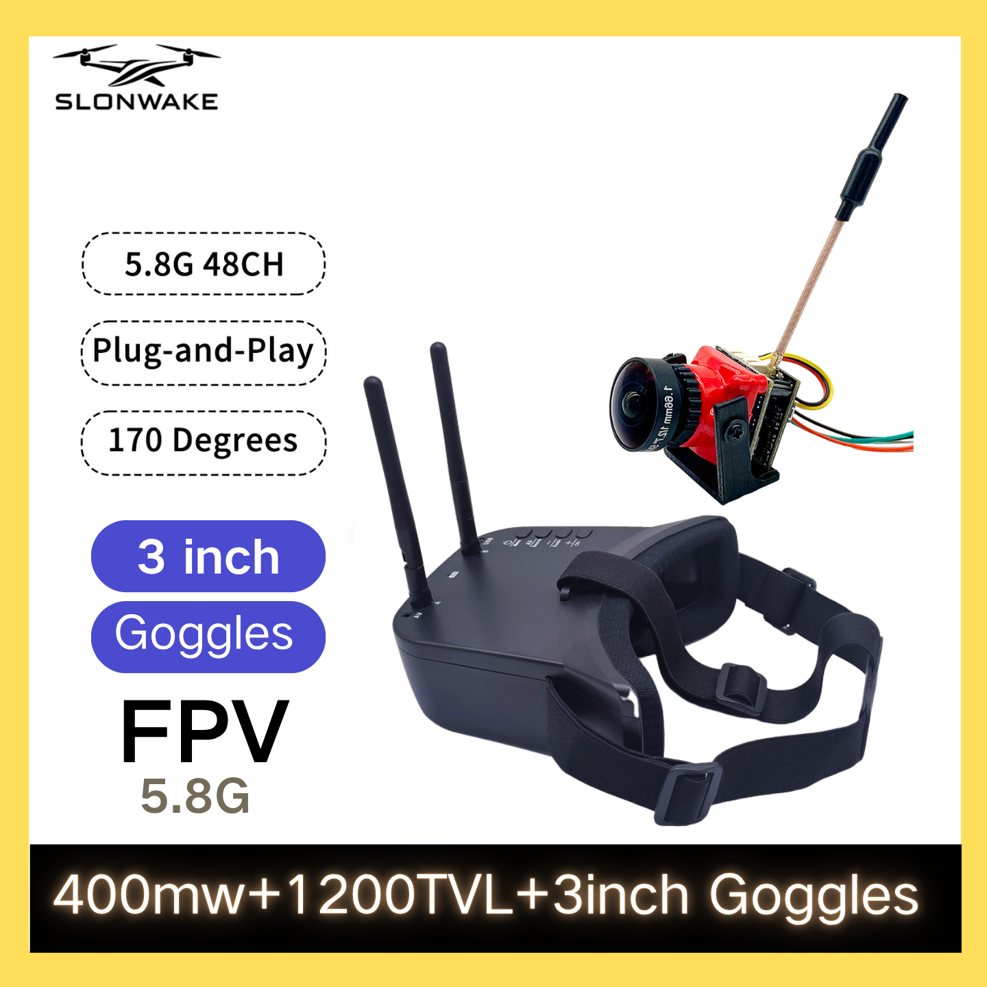 SLONWAKE 5.8G 48CH FPV 400mw V – обзор и цена Drone Racing Frame