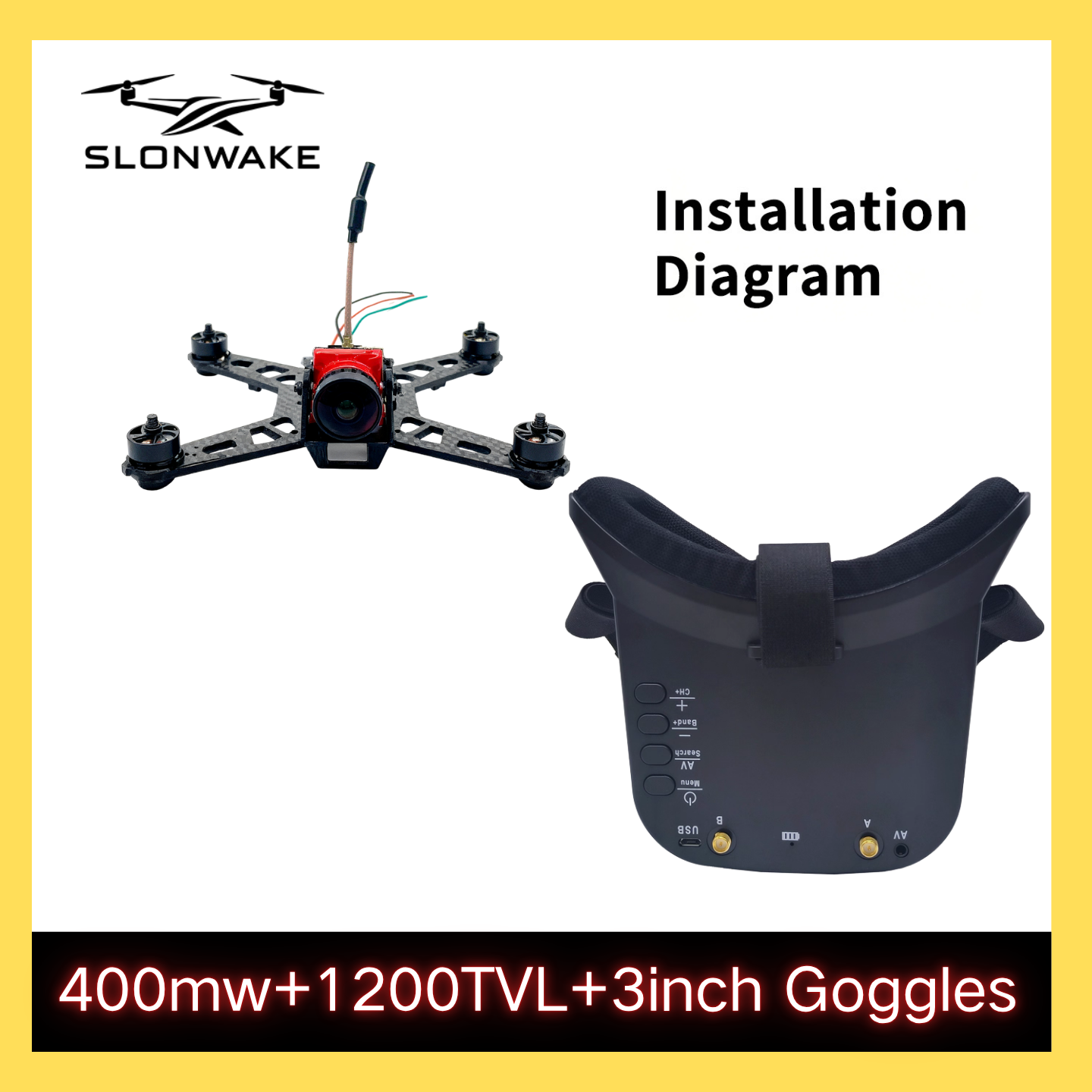 SLONWAKE 5.8G 48CH FPV 400mw V – обзор и цена Drone Racing Frame