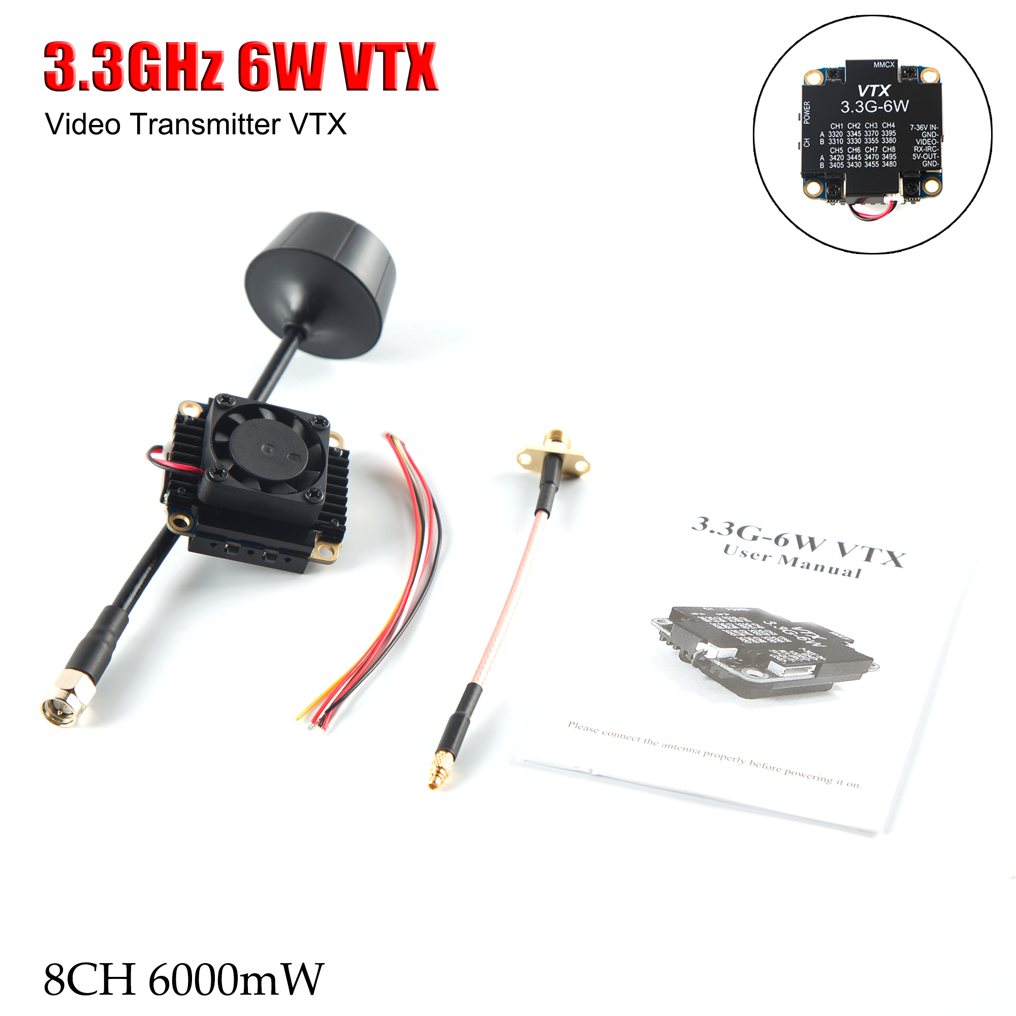 FPV Video Transmitter 3.3G 6W  – обзор и цена Drone Racing Transmitter